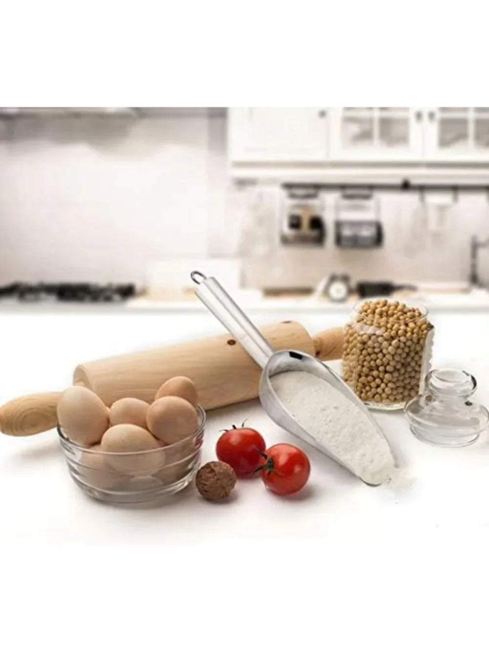 Set of 3 Stainless Steel Scoops (3oz, 5oz, 8oz) - Perfect for Kitchen Canisters
